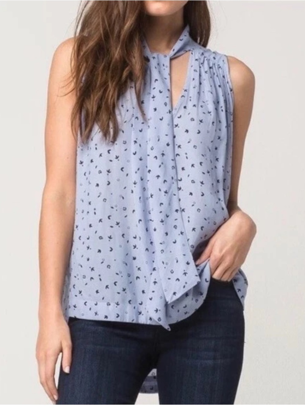Free People Sky Blue tie neck blouse. Size XS.